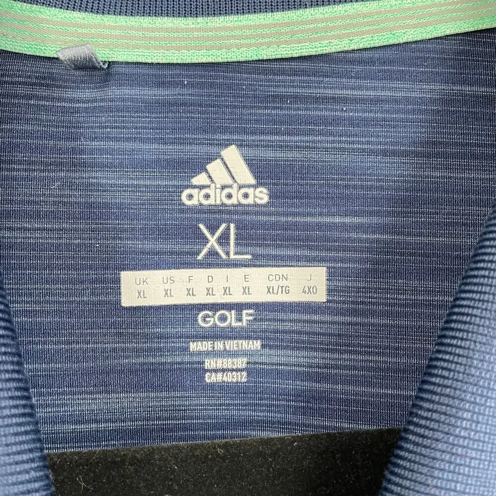 Adidas Golf Shirt Mens XL Blue Space Dye Performance‎ Polo Short Sleeve Striped